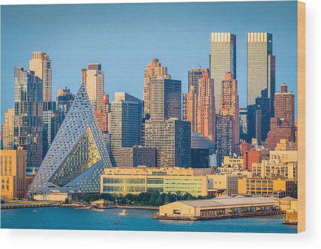 Cityscape Wood Print featuring the photograph Midtown Manhattan Skyline With Landmark by Sean Pavone