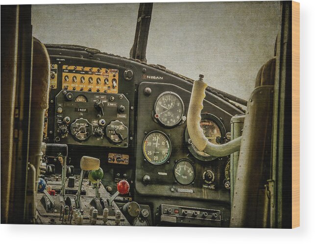 Aviation Wood Print featuring the photograph Mielec AN2 Cockpit by Guy Whiteley