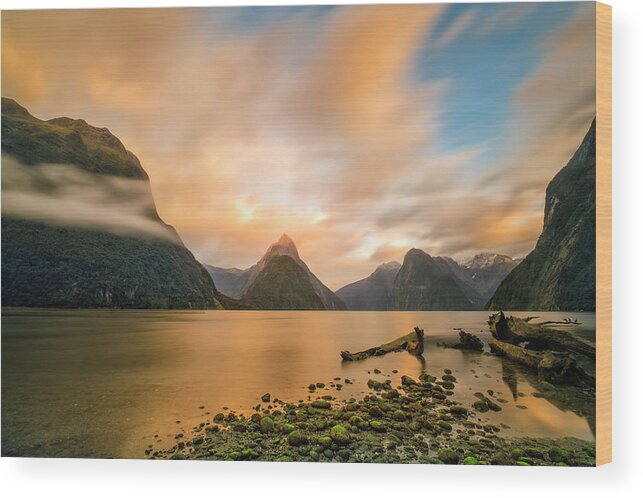 Morning Wood Print featuring the photograph Milford Sound by Hua Zhu