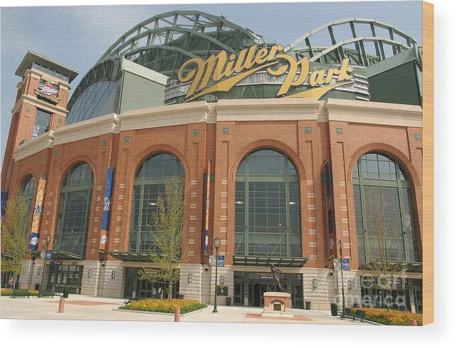 Wisconsin Wood Print featuring the photograph Miller Park Entrance by Jonathan Daniel