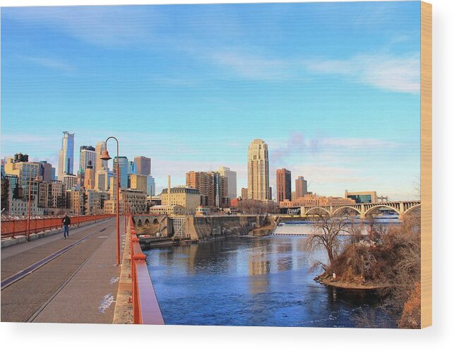 Downtown District Wood Print featuring the photograph Minneapolis Downtown by J.castro