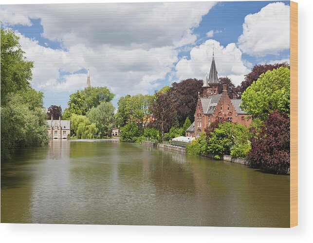 Belgium Wood Print featuring the photograph Minnewater Castle In Bruges, Belgium by Michaelutech
