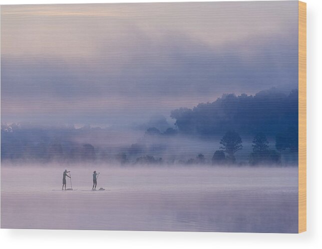 Misty Wood Print featuring the photograph Misty Lake #4 by ??? / Austin Li