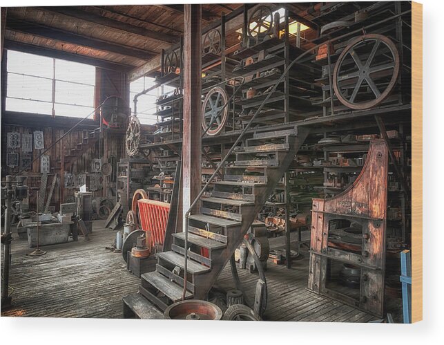 Industrial Heritage Museum Wood Print featuring the photograph Mold Storage in the Forge by Susan Rissi Tregoning