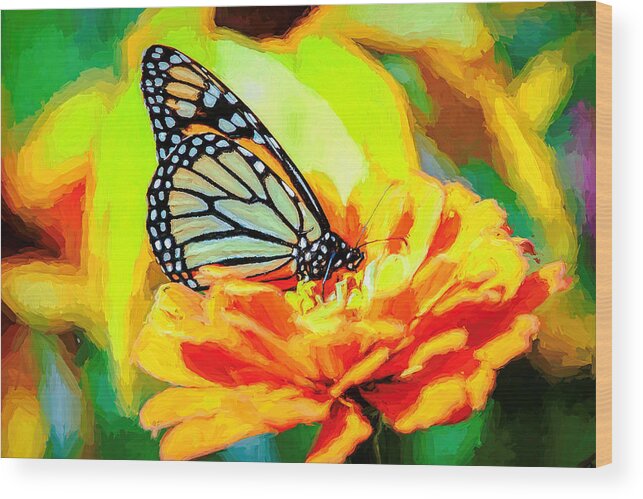 Monarch Wood Print featuring the photograph Monarch Butterfly Van Gogh Style by Don Northup