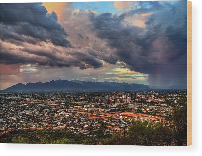 Tucson Wood Print featuring the photograph Monsoon hits Tucson by Chance Kafka