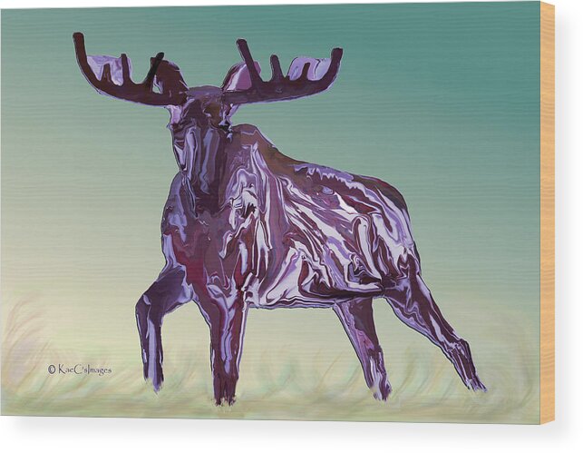 Moose Wood Print featuring the digital art Montana Moose 2 by Kae Cheatham