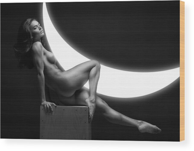 Hair Wood Print featuring the photograph Moon by Anton Belovodchenko