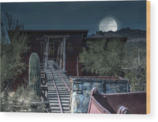 Full Wood Print featuring the photograph Moon mining by Darrell Foster