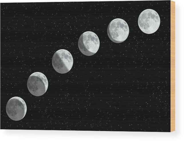 Shadow Wood Print featuring the photograph Moon Phases by Rob Atkins