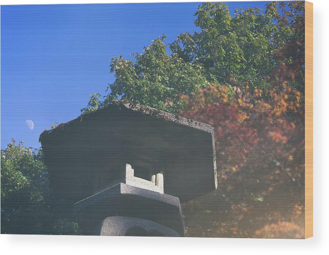 Japanese Garden Wood Print featuring the photograph Moonrise by Briand Sanderson