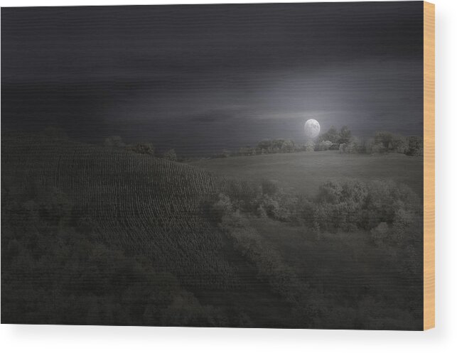 Moon Wood Print featuring the photograph Moonrise by Filippo Manini