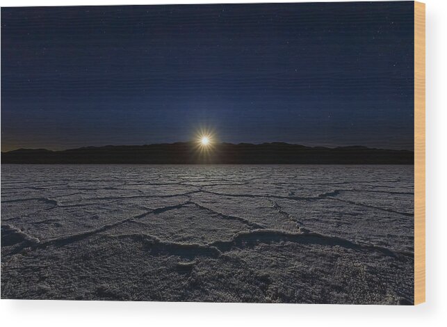 Moonset Wood Print featuring the photograph Moonset At Death Valley by Hua Zhu