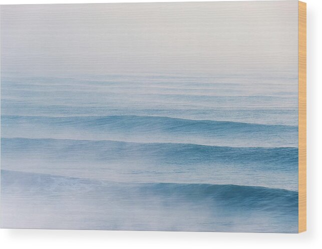 Motion Wood Print featuring the photograph Morning Fog Over Waves. Oarai by I-works/amanaimagesrf