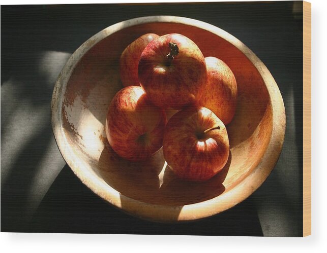 Apples Wood Print featuring the photograph Morning Light on Apples by Toni Hopper