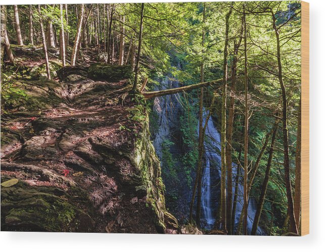 Vermont Wood Print featuring the photograph Moss Glen Falls - Stowe Vermont by Chad Dikun