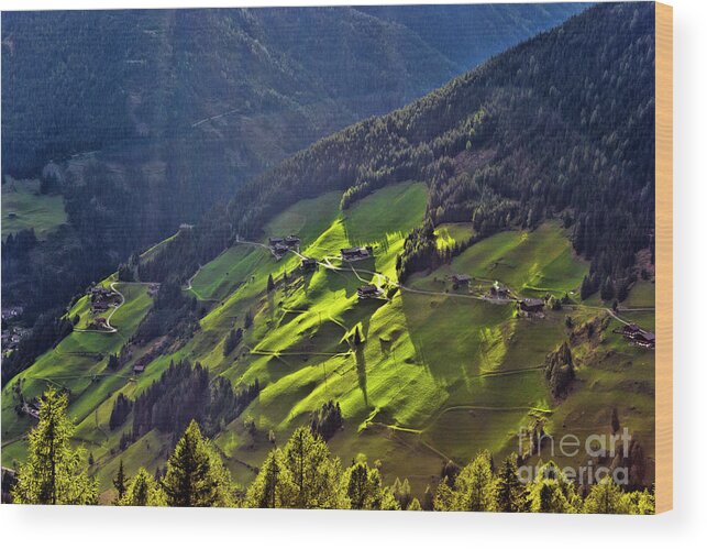 Tranquility Wood Print featuring the photograph Mountain Slope Lit With Bright by Manuel M.