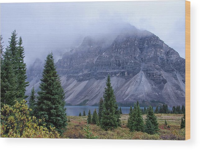 Mountains Wood Print featuring the digital art Mountains shading the glacier lake. by Debra Baldwin