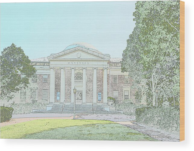 Chapel Hill Wood Print featuring the photograph Morehead Planetarium by Minnie Gallman