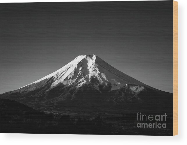 Scenics Wood Print featuring the photograph Mt. Fuji In Black And White by Yuga Kurita