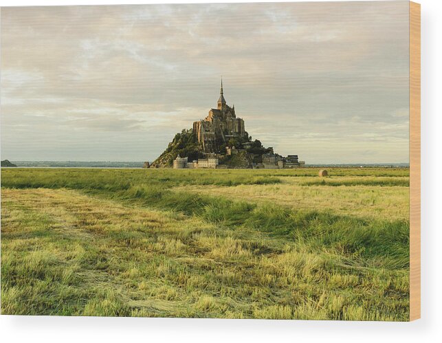 Mont Saint-michel Wood Print featuring the photograph Mt Saint Michel At Sunset by Berthold Trenkel