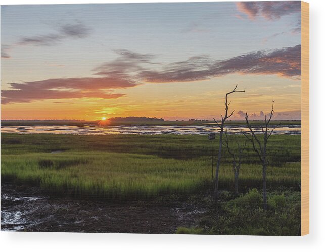 Sunrise Wood Print featuring the photograph Murrells Inlet Sunrise - August 4 2019 by D K Wall