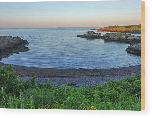 Nahant Wood Print featuring the photograph Nahant MA Forty Steps Beach at Sunset by Toby McGuire