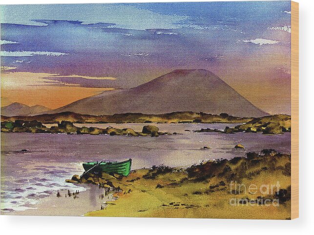 Mayo Wood Print featuring the painting Neiphin Sunset, Mayo. by Val Byrne