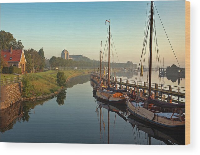 Sailboat Wood Print featuring the photograph Netherlands, Veere, Harbour by Frans Lemmens