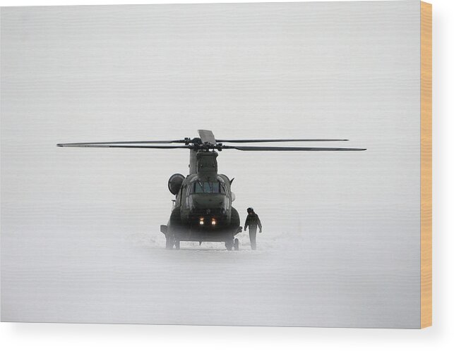 England Wood Print featuring the photograph New Chinook Mk3 Helicopters Arrive At by Dan Kitwood