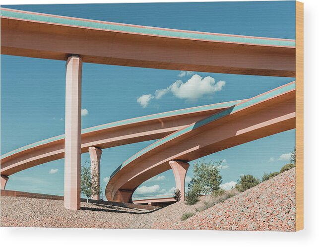 Autobahn Wood Print featuring the photograph New Mexico Albuquerque Interstate by Mlenny
