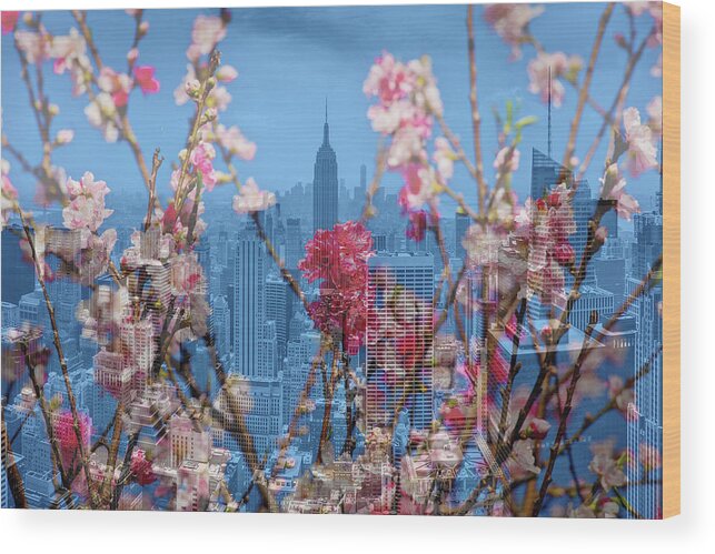 Manhattan Skyline Wood Print featuring the photograph New York City Floral by Az Jackson