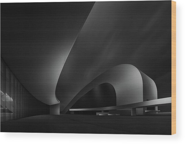 Architecture Wood Print featuring the photograph Niemeyer Space by Juan Pablo De