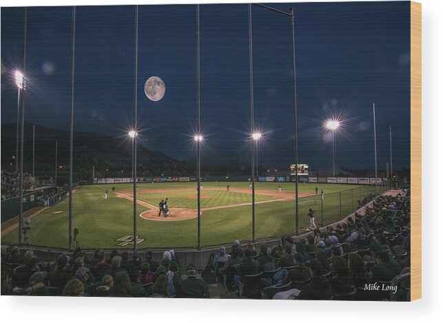 Baseball Wood Print featuring the photograph Night Game by Mike Long