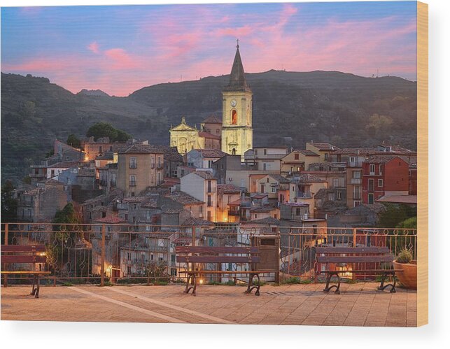 Landscape Wood Print featuring the photograph Novara Di Sicilia, Italy Village by Sean Pavone