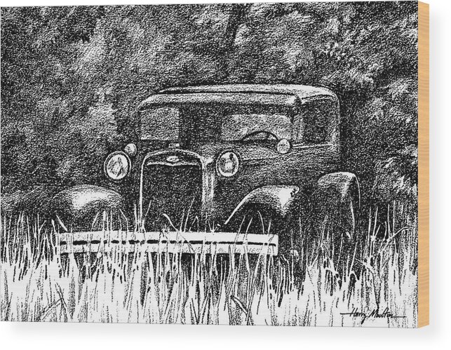 Cars Wood Print featuring the photograph Old Car Threshold 1 by Harry Moulton