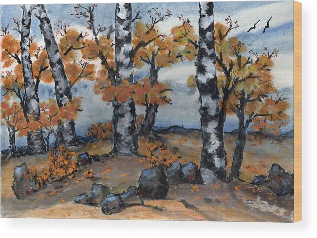 Birch Wood Print featuring the painting Old Forest by Charlene Fuhrman-Schulz