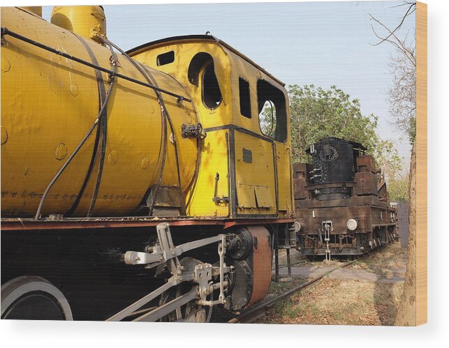 New Delhi Wood Print featuring the photograph Old Steam Engine Train by Mikhail Vorobiev