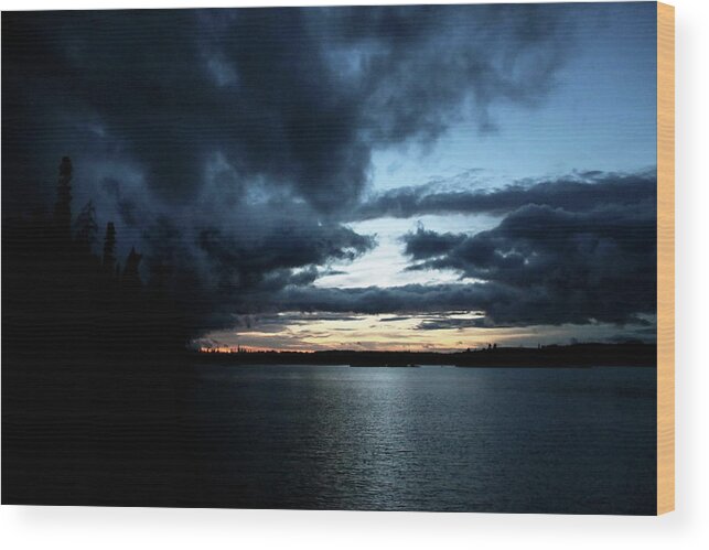 Storm Wood Print featuring the photograph Ominous Dark Clouds by Debbie Oppermann