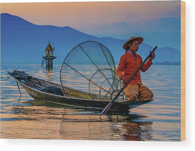 Inle Lake Wood Print featuring the photograph On Inle Lake by Chris Lord