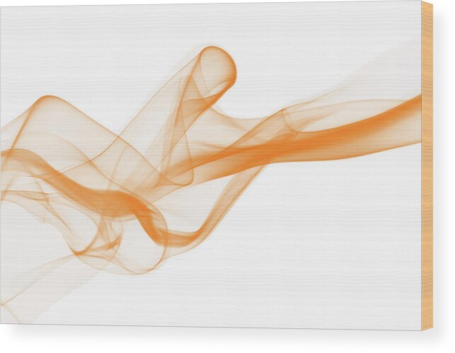 Curve Wood Print featuring the photograph Orange Abstract Smoke by Tomodaji