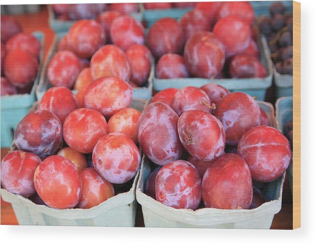 Plum Wood Print featuring the photograph Organic Plums by Wendy Connett