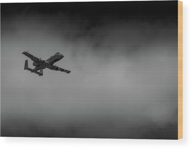A-10c Wood Print featuring the photograph Out of the Clouds - A-10C Thunderbolt by Doug Camara