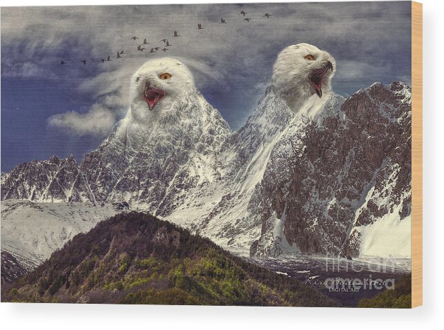 Surreal Wood Print featuring the photograph Owl Mountain by Kira Bodensted
