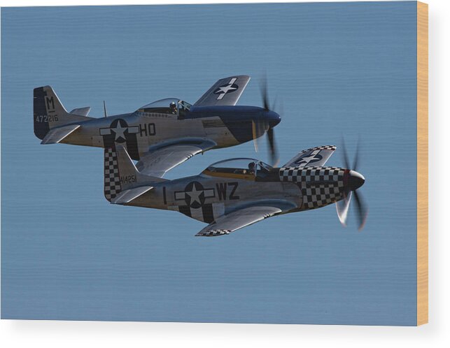 P-51 Mustang Wood Print featuring the photograph P-51 Mustangs Helen and Mary by Airpower Art