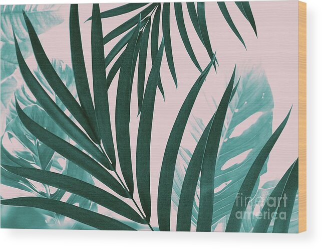 Color Wood Print featuring the mixed media Palm and Monstera Leaves Mix #1 #foliage #decor #art by Anitas and Bellas Art