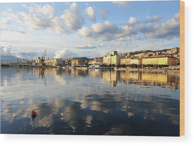 Adriatic Sea Wood Print featuring the photograph Panoramic Picture Of Rijeka City On A by Majaiva