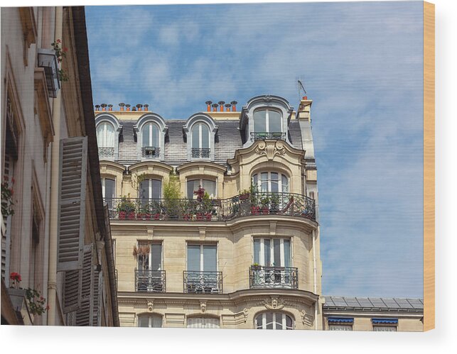 Paris Architecture Photography Wood Print featuring the photograph Parisian Facade by Melanie Alexandra Price