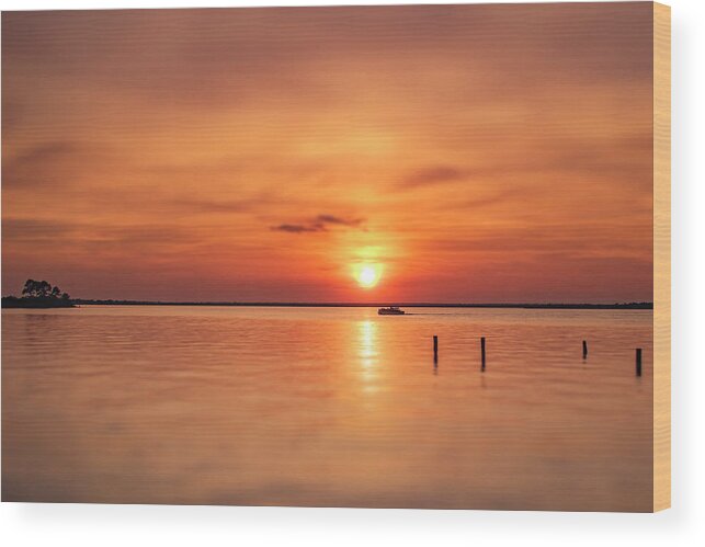 Barge Wood Print featuring the photograph Party Barge Sunset by JASawyer Imaging