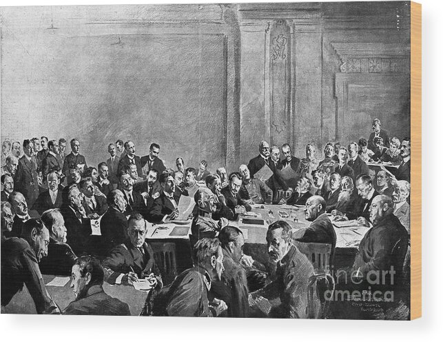 People Wood Print featuring the photograph Peace Conference At Brest Litowsk by Bettmann